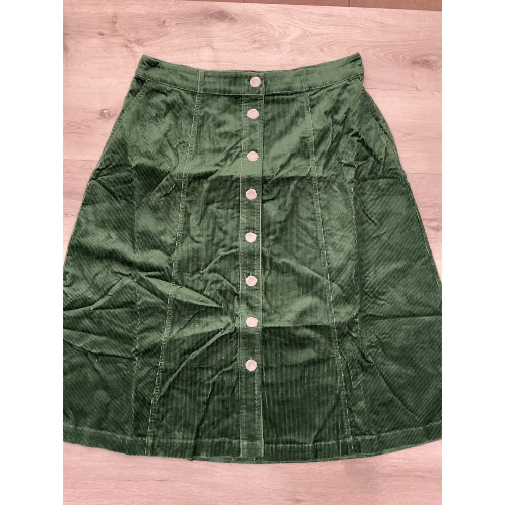 Boden Green A-Line Button-Front Corduroy Skirt - Picture 4 of 7